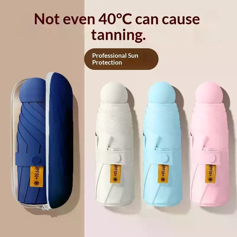 Compact Travel Mini Umbrella Uv Protection Capsule Umbrella 5 Fold Ultra Lightweight Sun Shade Umbrella Portable Manual Qme