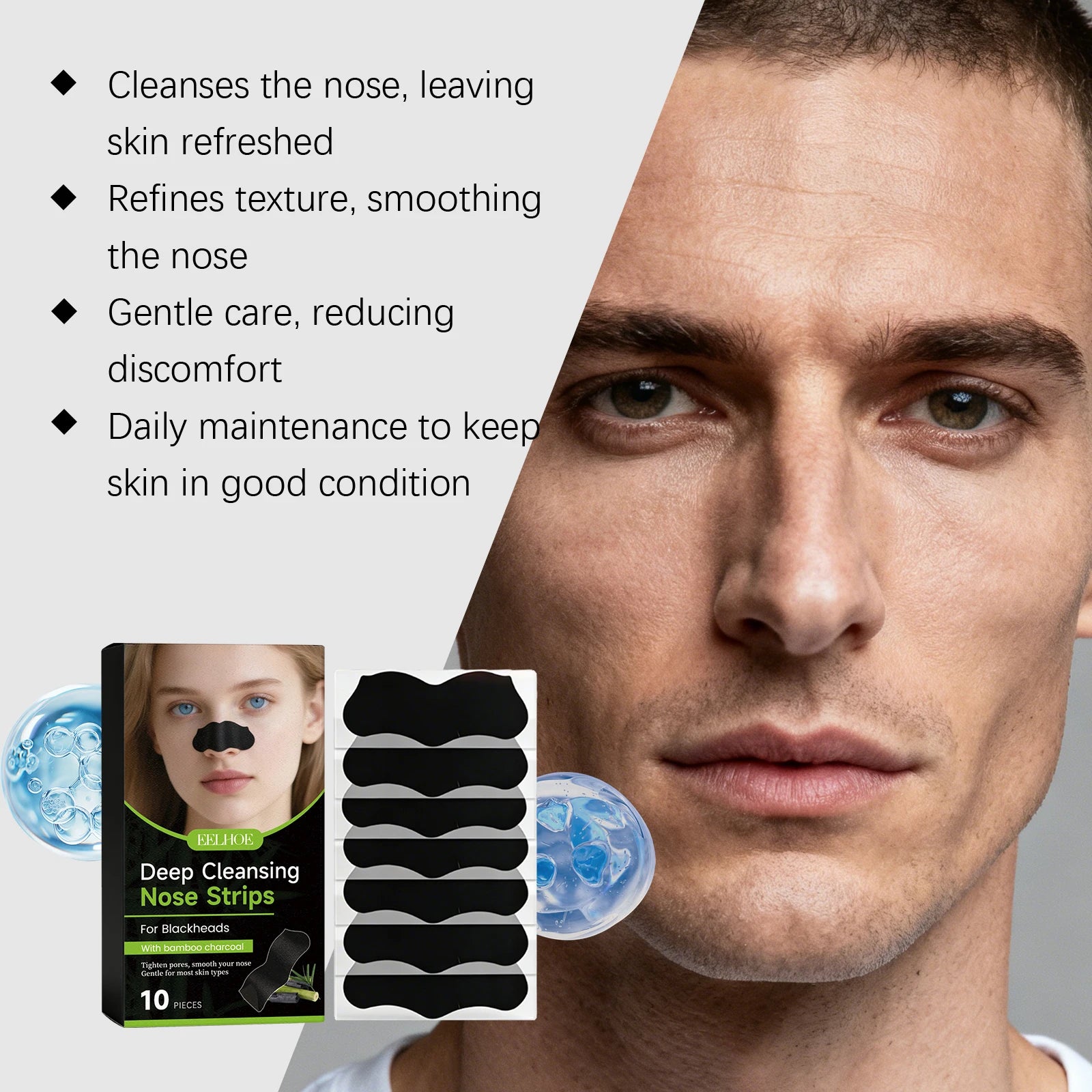Deep Cleansing Nose Pores Blackheads Charcoal Powder Nose Cleaning Patch Oil Control Cleansing Facial Care Purifying Skincare Qme