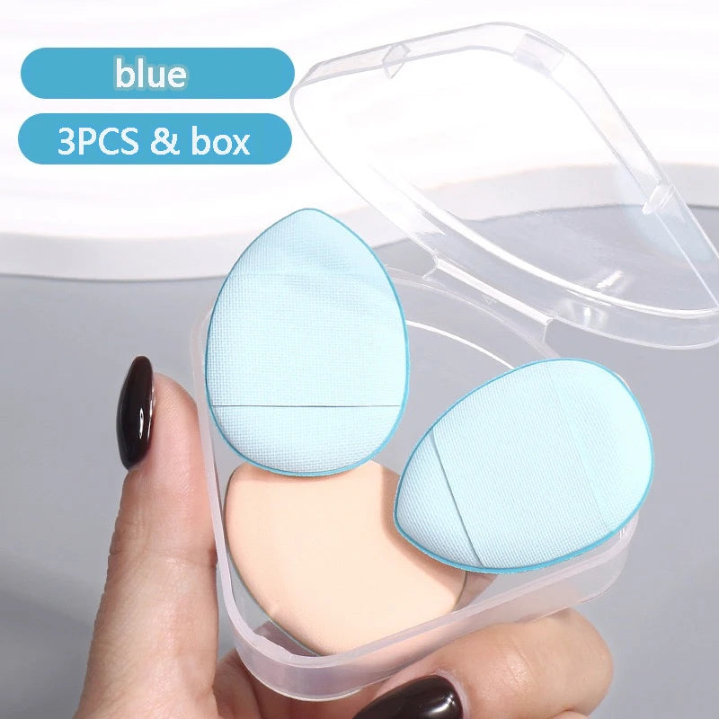 3-pack Mini Triangular Cushion Sponges Storage Box Suitable Both Wet Qme blue