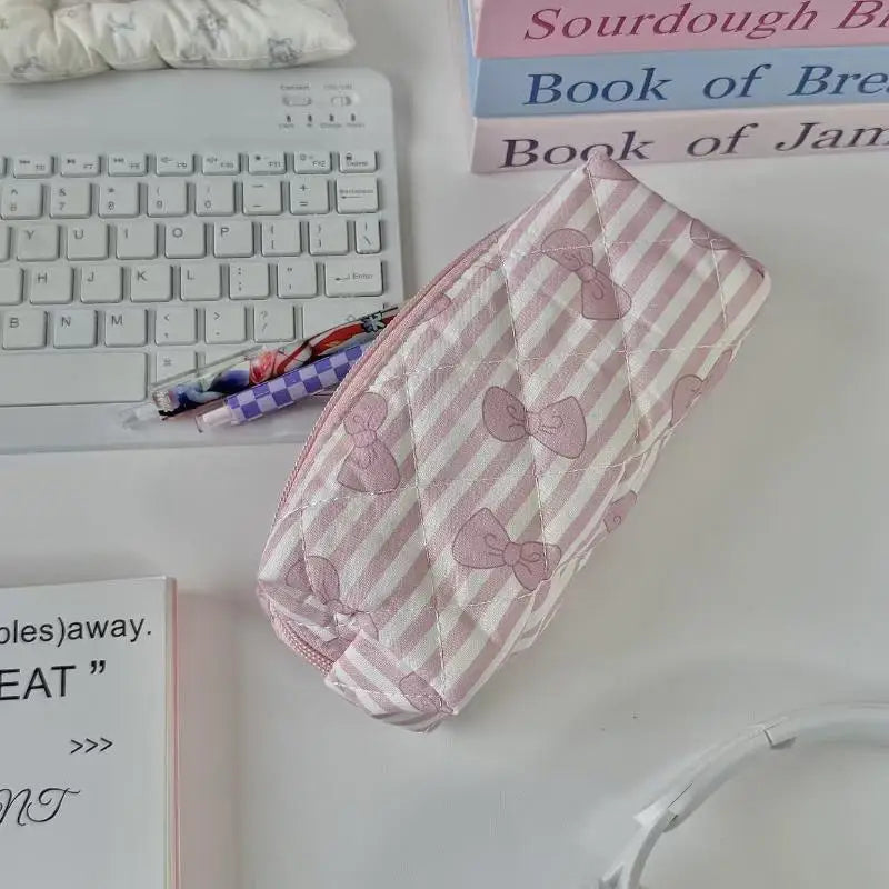 Cute Butterfly Knot Cherry Blossoms Pencil Case Large Capacity Qme A4