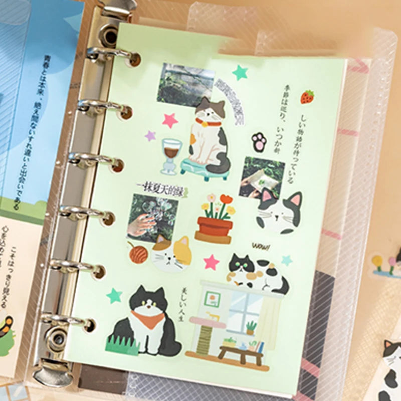 Daily Cat Themed PET Stickers, Super Cute Decor for Phone Cases & Journals, Great for Scrapbooking, Water Bottles Decoration. Qme
