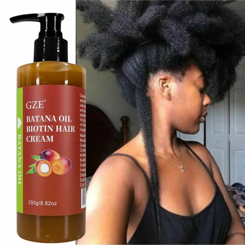 GZE Batana Oil Biotin Hair Cream Strong Hair Anti-Breakage Repair Split Ends Silky For Dry Hair Qme