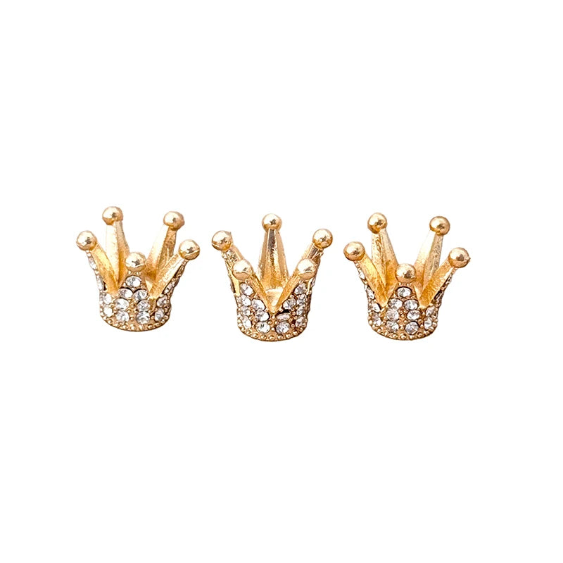2 Dollhouse Miniature Gold Mini Alloy Crown Rhinestone Princess Small Qme