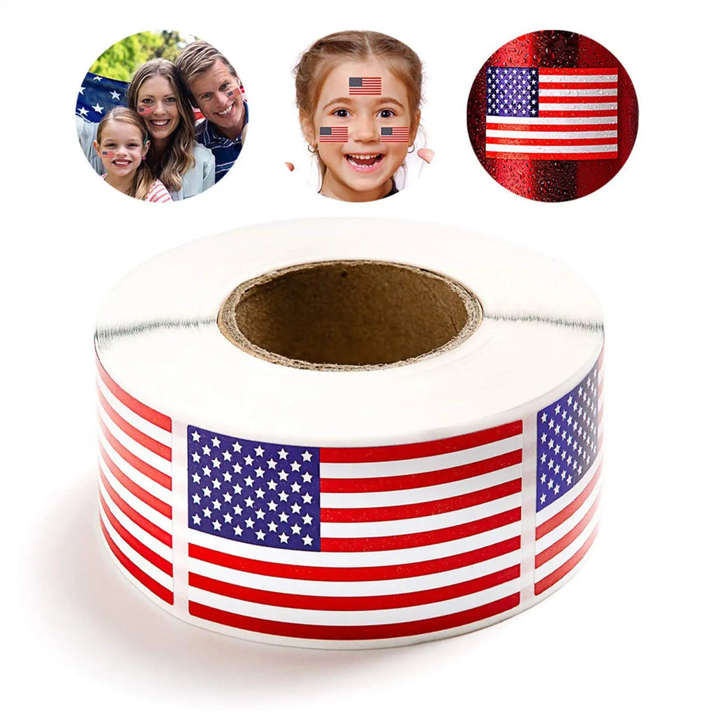 US Flag Decals For Vehicles 1.2x2inch Patriotic Car Decals 250 Per Roll Automotive Bumper Adhesive Badges For Independence Day Qme