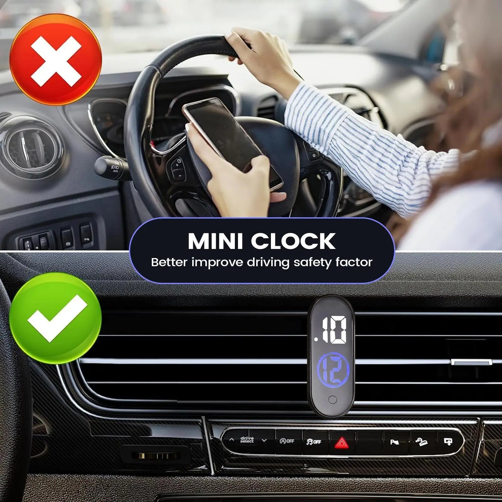 NEW 1pcs Small Digital Clock Waterproof Luminous Mini Digital Clock Adhesive For Sedan Truck Minivan Motorcycles Bike Travel Qme