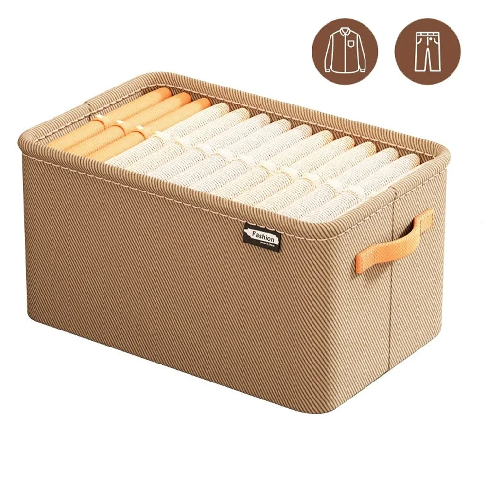 Large Capacity Foldable Fabric Storage Box with Thickened Steel Frame Portable Clothes & Pants Organizer for Home & Dorm Qme