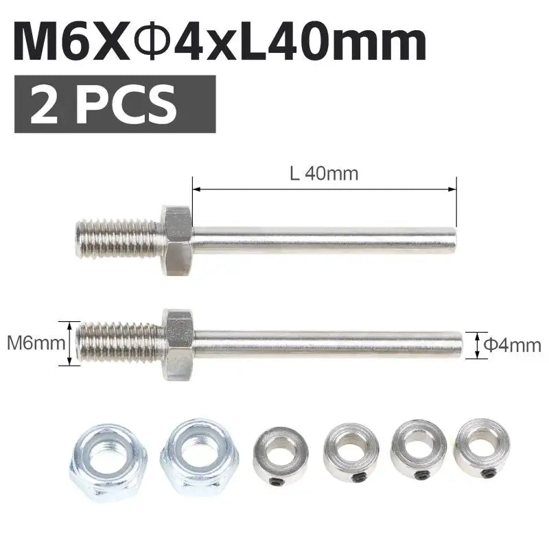 2 Pcs Wheel Axles Steel Shaft With Stop Nuts Dia 3/4/5/6MM Landing Gear Assembly M5/M6/M8 Thread Spares For RC Airplane Model Qme M6x4xL40mm