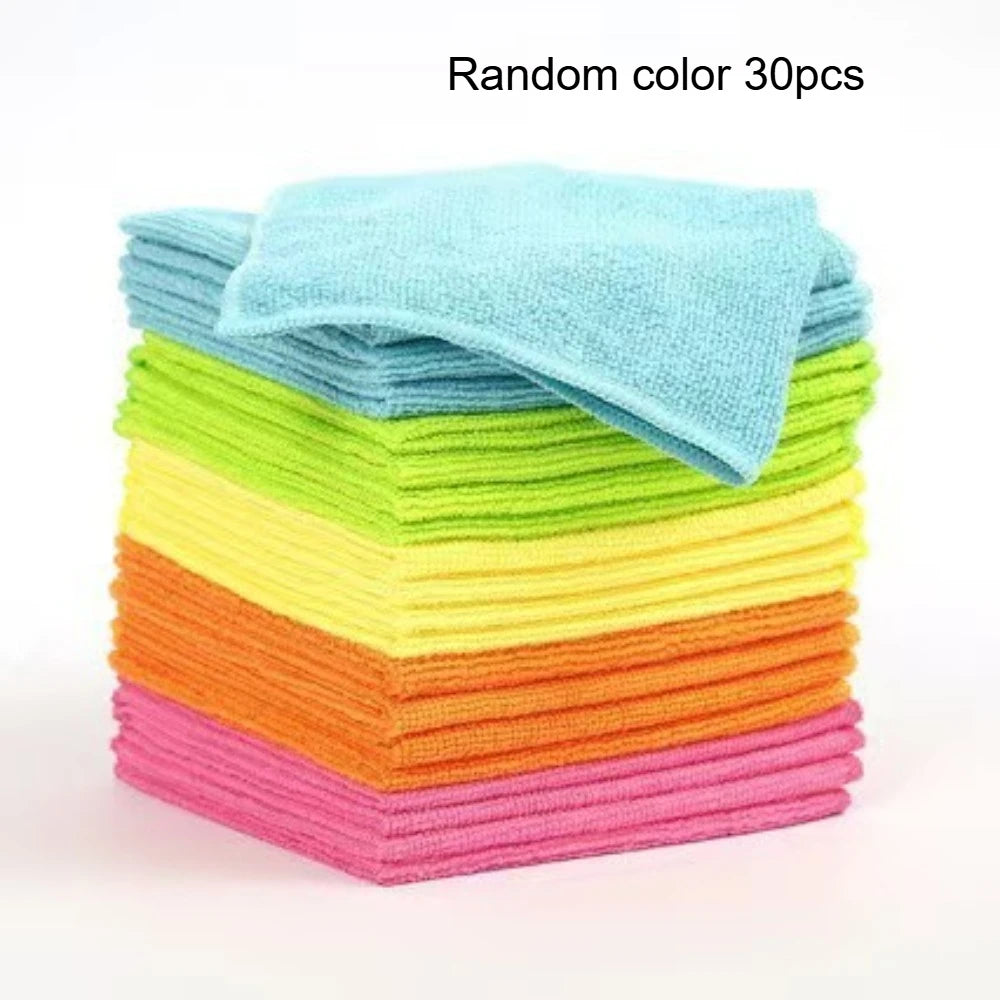 Microfiber Cleaning Cloths 10-30 Pcs Random Color Super Absorbent Lint Free Fast Drying Reusable Towels For House Cleaning Qme Random color 30pcs
