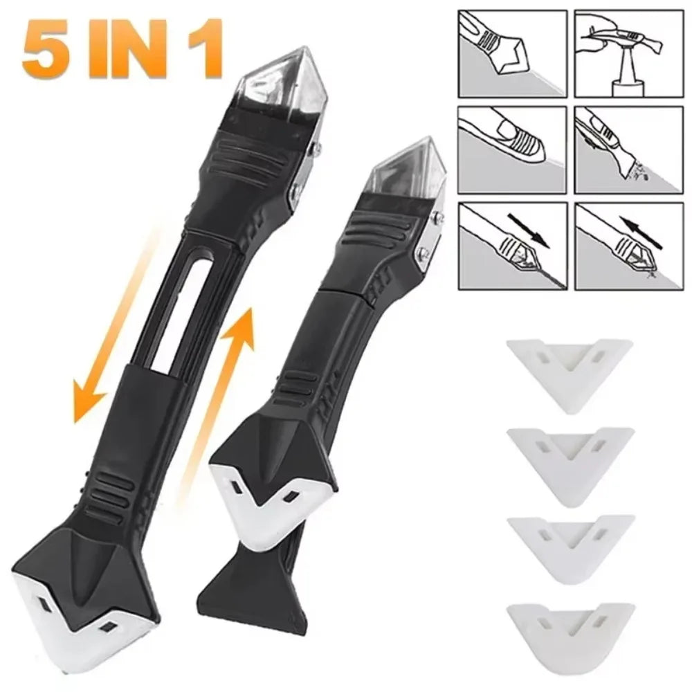 5-in-1 Silicon Scraper Silicone Tool Smooth Grouting Kit Scraper Squeegee Clean Glass Windows Cleaning Tool Home Household Tools Qme