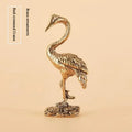 Small Decorative Brass Crane Miniature Figure; Unique Animal Craft Ornament for Desktops Qme onesize