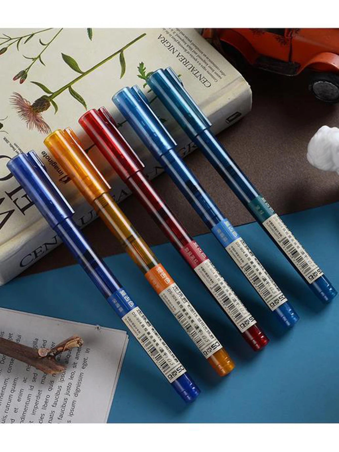 5Pcs/set High Quality Needle Type Colored 0.5mm Gel Pens Straight Liquid Ballpoint Pen Kawaii Stationery Supplies Writing Qme