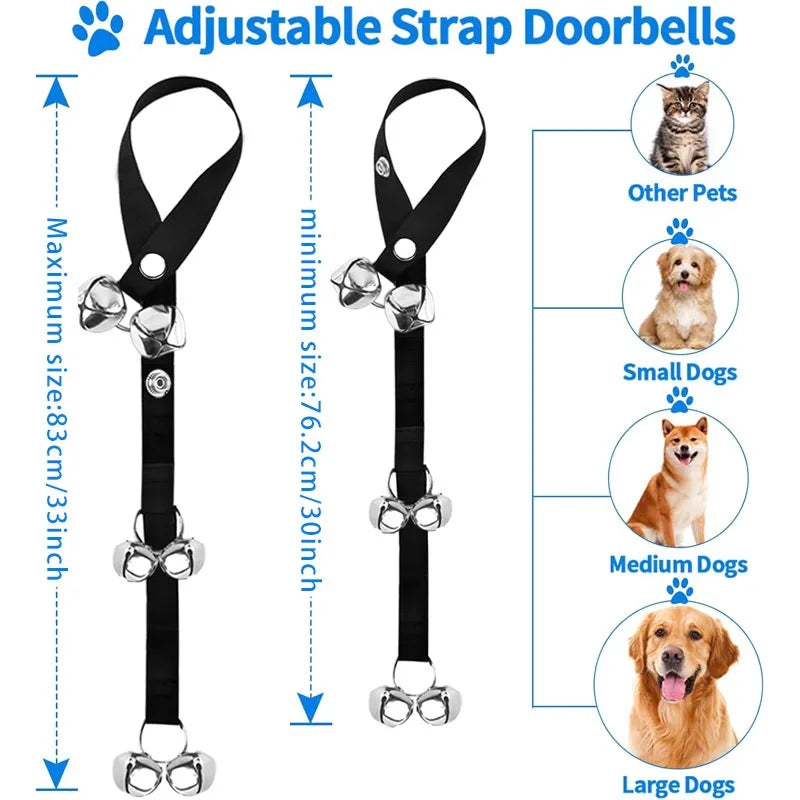 2-piece dog doorbell set, pet outdoor training and communication bell, pet interactive toy, adjustable with doorbell Qme
