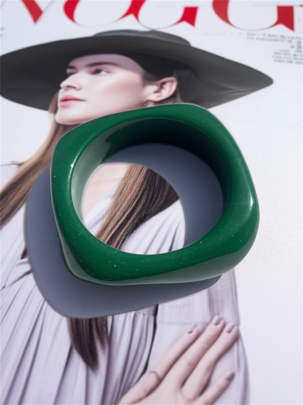Fashion Summer Trendy Color Clear Wide Version Square Acrylic Resin Bracelet Women Girl Ins Party Travel Jewelry Hip Hop Bangle Qme shenqingse 63mm