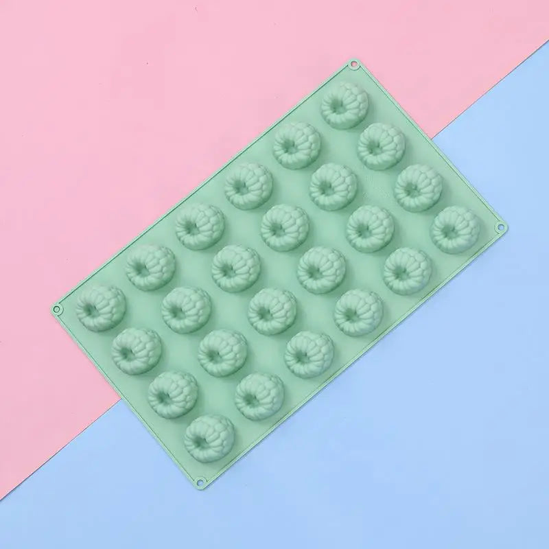 24-Cell Raspberry Design Food Grade Silicone Cake Mold Mousse Mould Qme Green