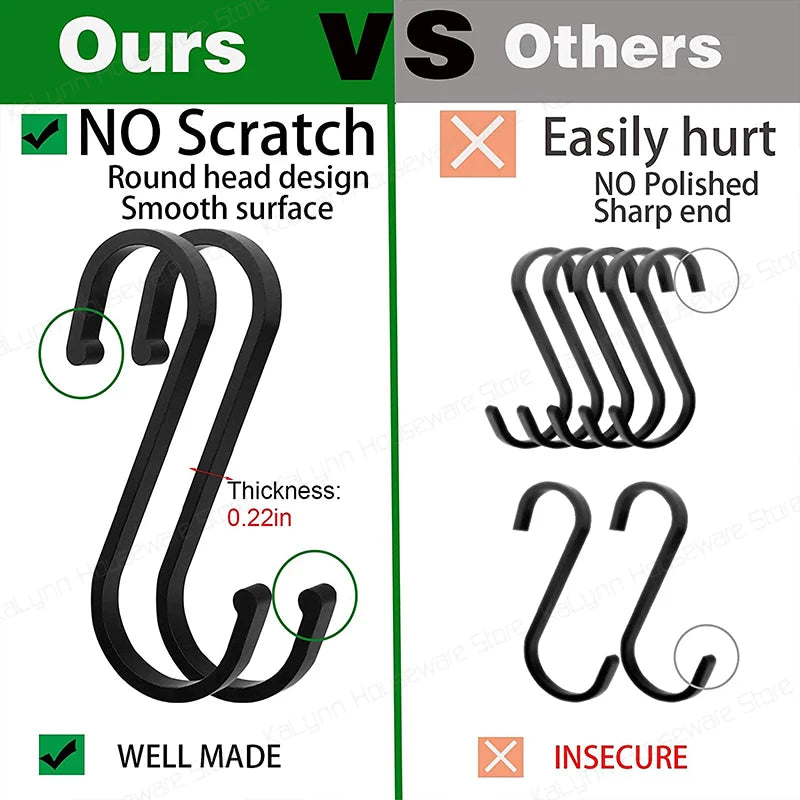 S Hooks Metal Shape Heavy Duty Aluminum Coated Flat Hangers Hanging Qme
