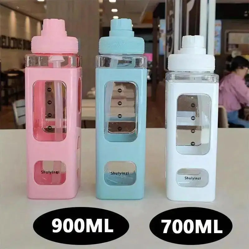 700 Outdoor Water Bottle Straw Clear Scale Sport Plastic Portable Qme