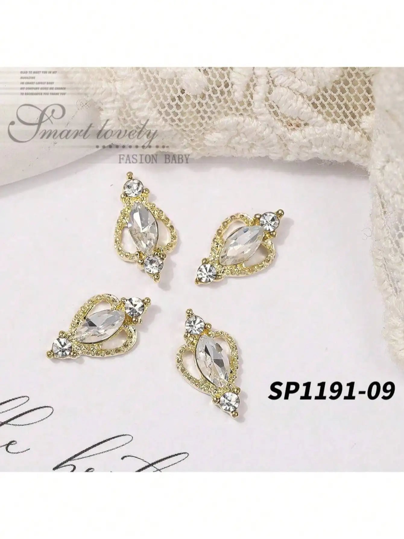 Luxury Long Gold Silver Nail Charms Rhinestone Y2k Unique Design Tips Qme white