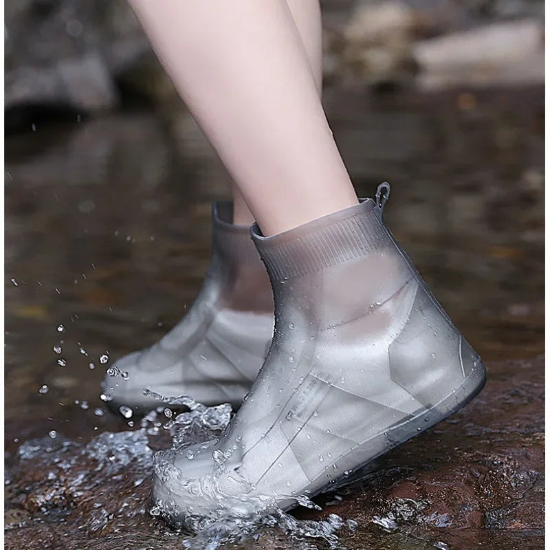 Rain Shoe Cover Reusable Silicone Tall Tube Intensification Anti-slip Outdoor Rain Boot Cover Cubre Calzado Impermeable Qme