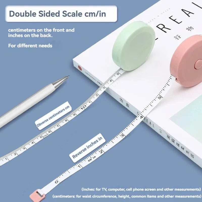 150 CM Portable Cute Mini Soft Tape, Automatic Shrinking Tape Measure, Material Tape Measure, Plastic Tape Measure Qme