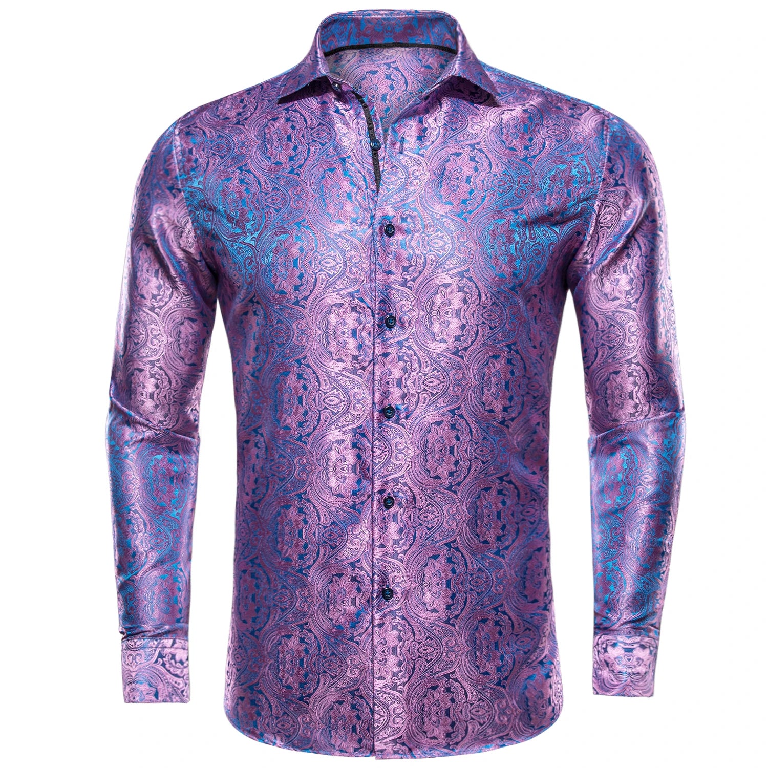 Men's Fashion Luxury Shirt Mixed Purple Paisley Jacquard Pattern Qme CY-1029 XXXL