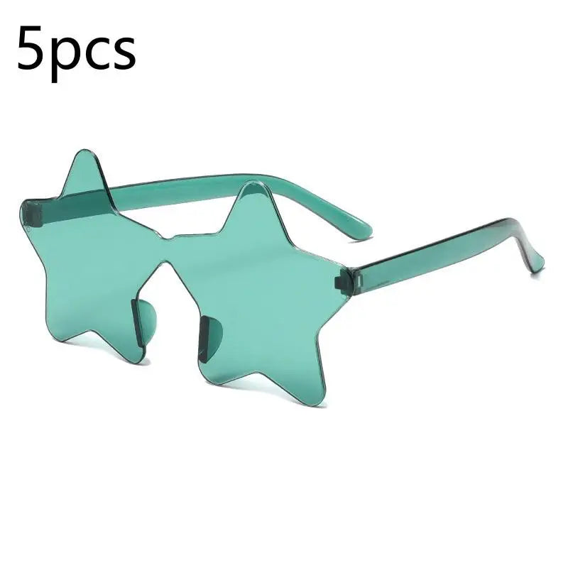 Star Shaped Rimless Sunglasses Colorful Transparent Party Glasses Qme A12