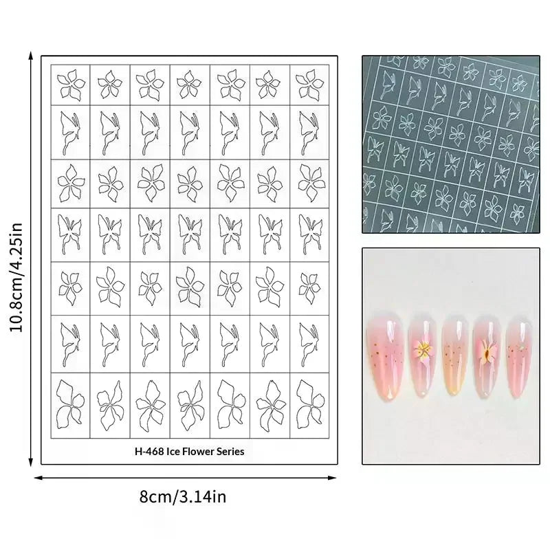 Flower Tulip Butterfly Pattern Hollow Out Nail Art Stickers Colorful Qme