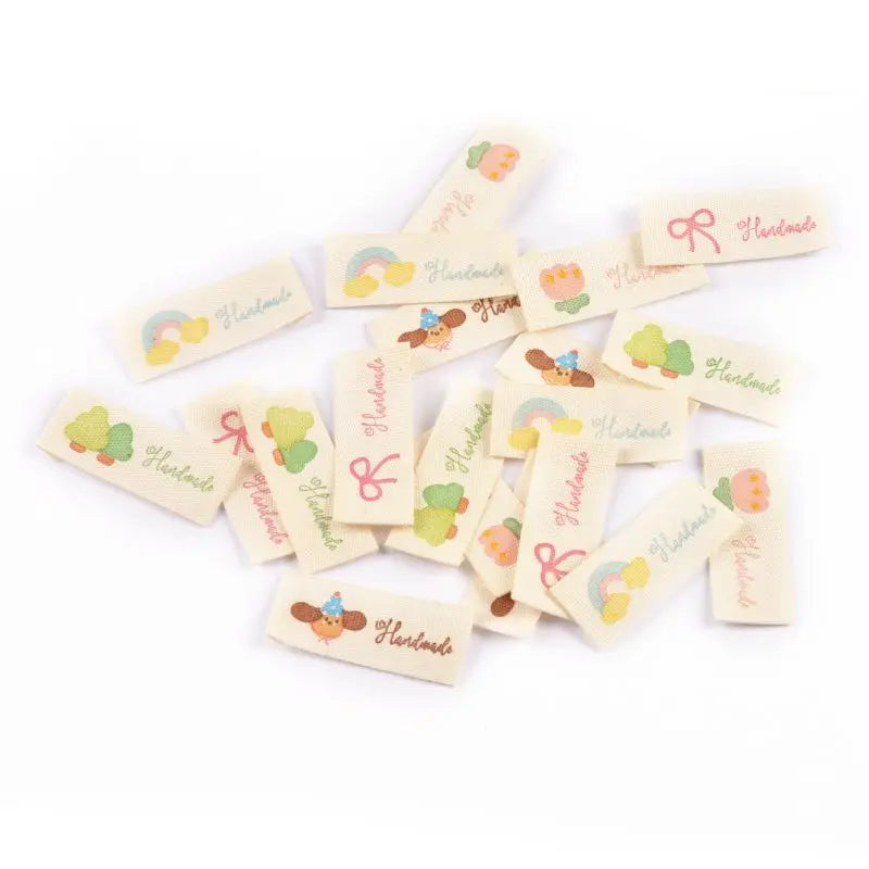 50pcs 16×40mm Mixed cartoon pattern cotton Labels Sewing Handmade Label For Clothing Shoes Bags Garment cp3809 Qme