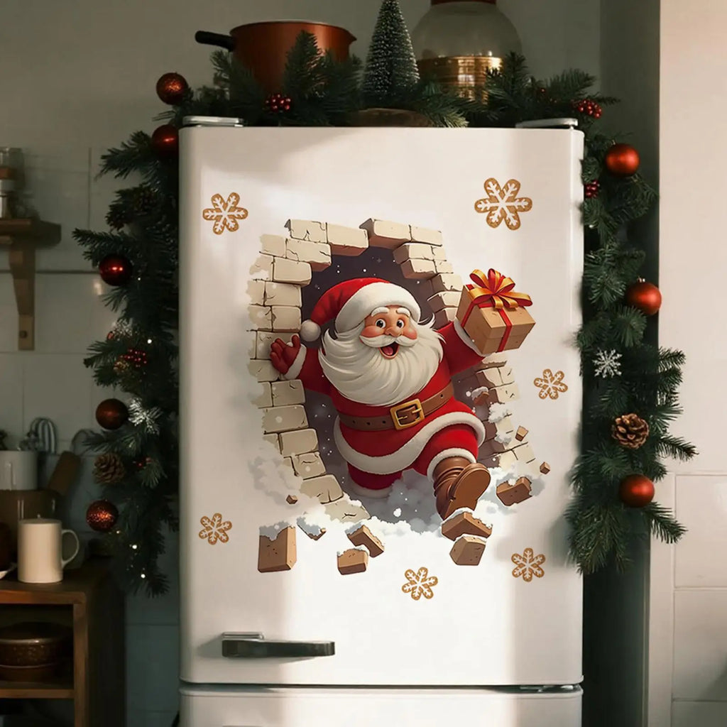 Santa Wall Stickers Christmas Decoration Claus Breaking Holiday Decal Qme