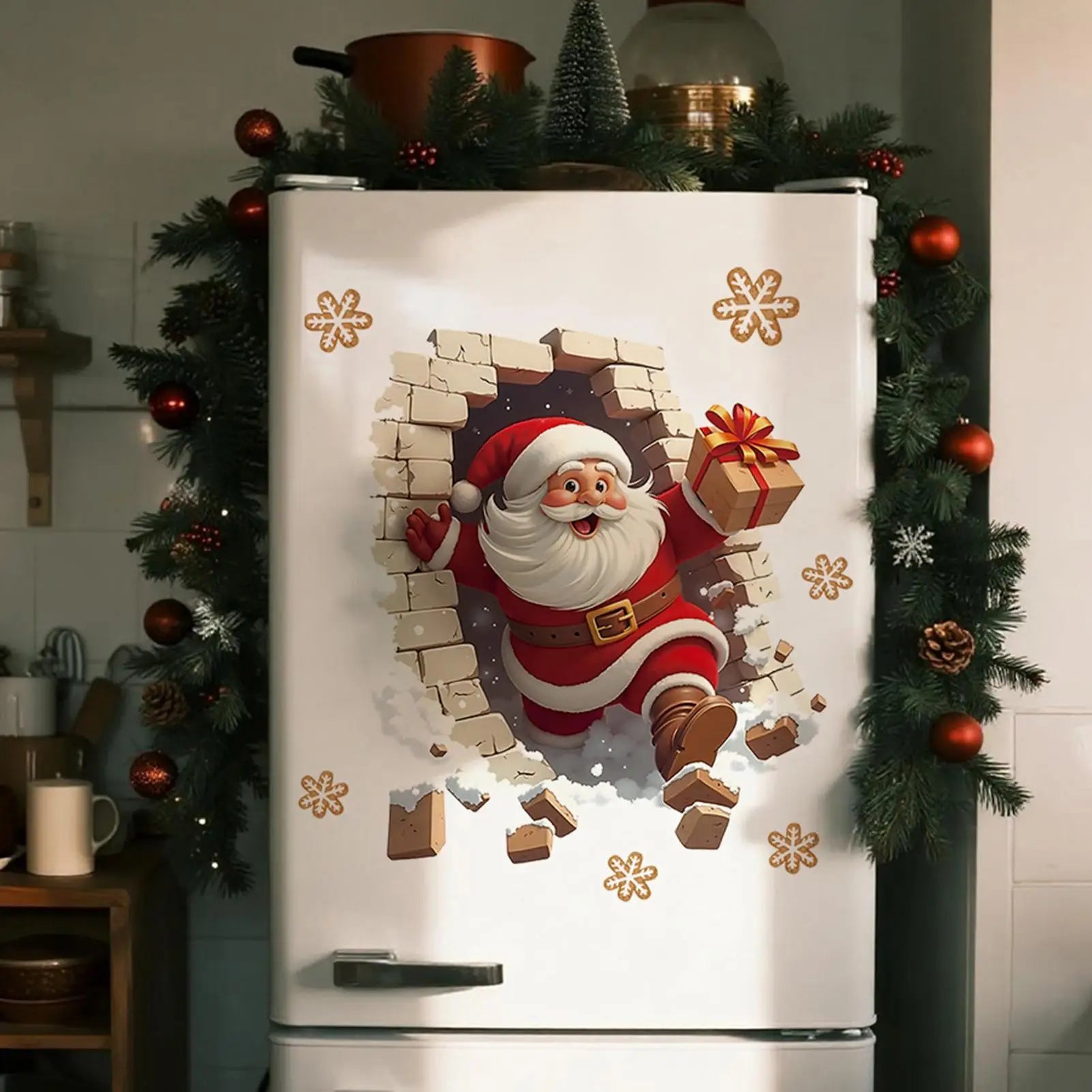 Santa Wall Stickers Christmas Decoration Claus Breaking Holiday Decal Qme