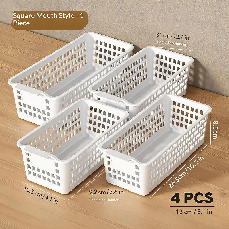 4pcs Stackable Storage Basket Set-Multifunctional Plastic Storage Box Suitable For Books Snacks etc Ideal Choice For Family Home Qme 4pcs A