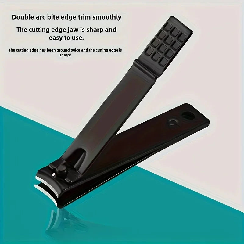 A Set of Stainless Steel Grooming Tools in Black, Including Nail Clippers, a Cuticle Pusher, Perfect for Portable Nail Care Qme