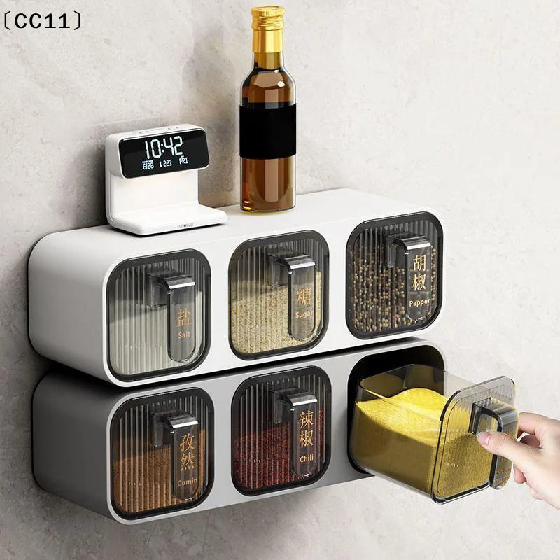 Wall-mounted Integrated Multi-spice Box Kitchen Home Goods Qme