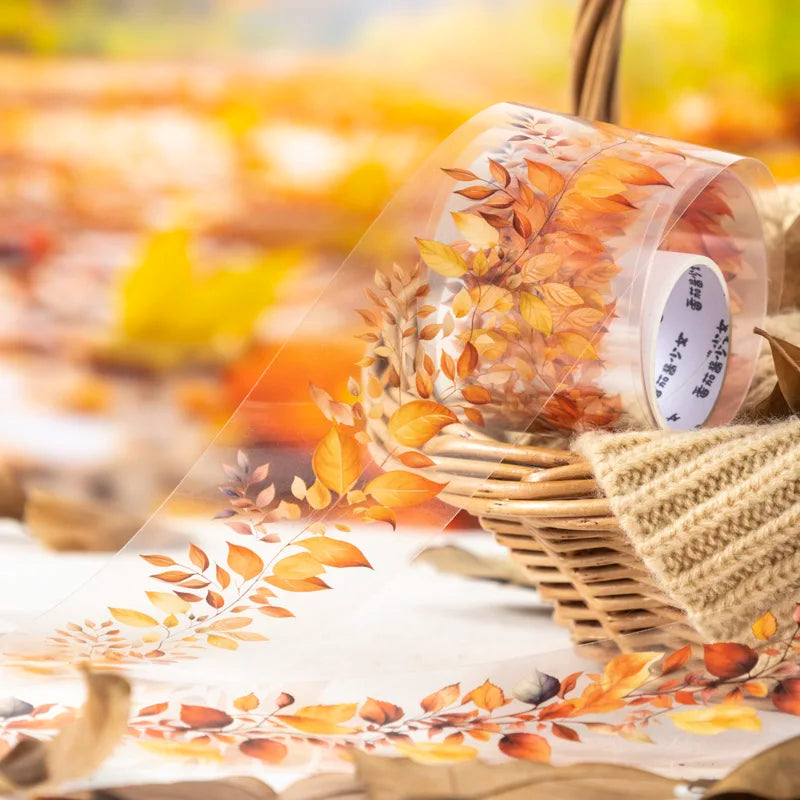 45mm*2m Autumn leaves PET Tape Scrapbooking Decoration Collage Journal Masking Tapes Diary Craft Stickers Stationery supplies Qme
