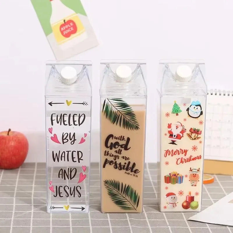 500/1000ml Plastic Clear Convenience Bottle New Reusable Juice Transparent Sport Leakproof Cup Box Milk Drinking Water Home Qme