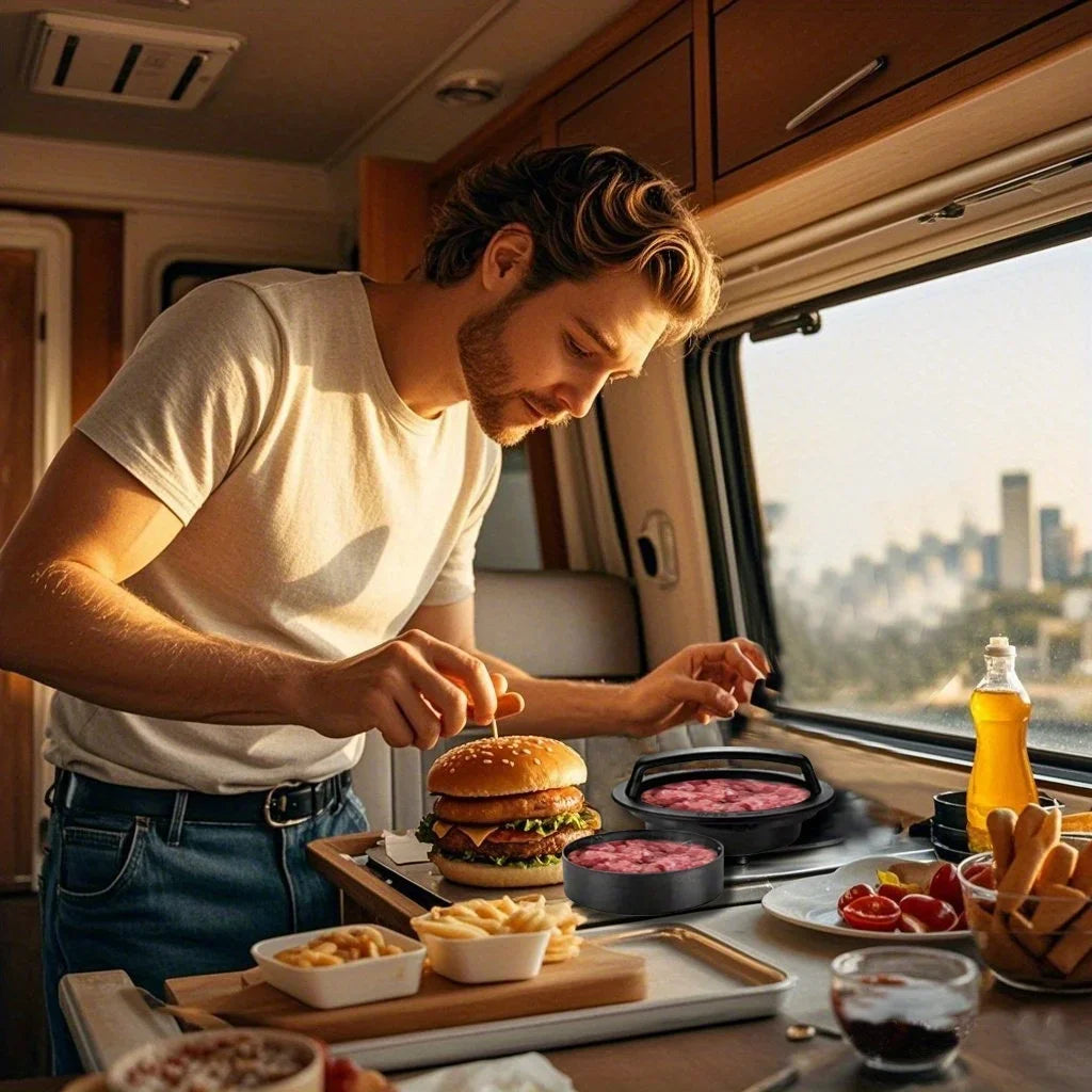 1 Set, for RV Kitchen, Burger Press, Patty Press, Cheeseburger Press, Creative Burger Press, Non-Stick Hamburger Press, Qme