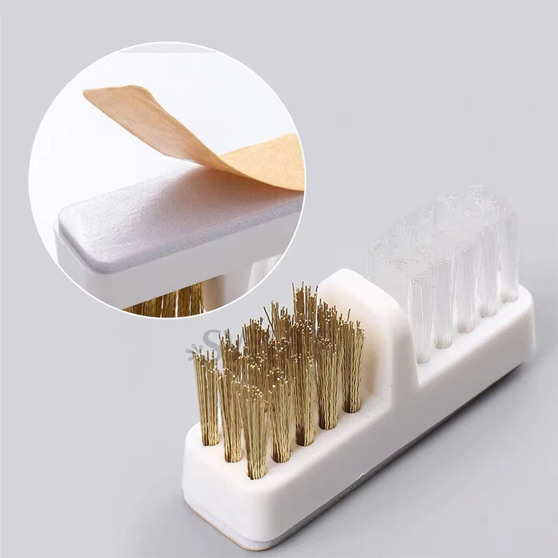 1 piece double-ended copper wire nail drill cleaning brush - soft bristles and alloy tips, ideal for manicure and pedicure tools Qme
