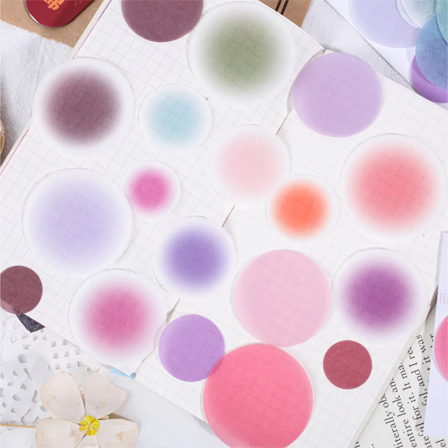 30 Sheets Watercolor Dot Adhesive Stickers Pack Labels Decoration for Diary Album Planner Scrapbook Notebook Journaling Supplies Qme
