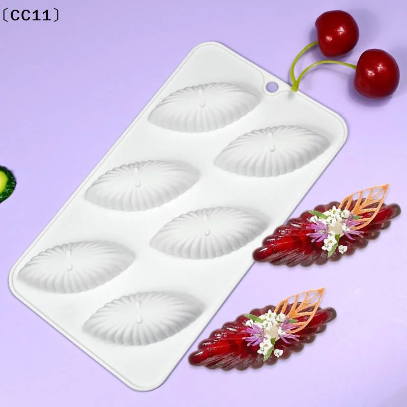 6 Cells 3D Shell Design Pudding Mousse Cake Moulds Madeleine Dessert Qme Default Title