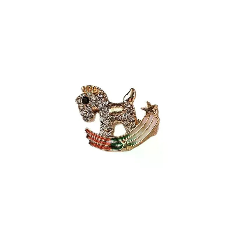Luxury Rhinestone Horse Brooches For Women Men Anti-glare Animal Lapel Pin Fashion Clothing Jewelry Accessories Gift Qme