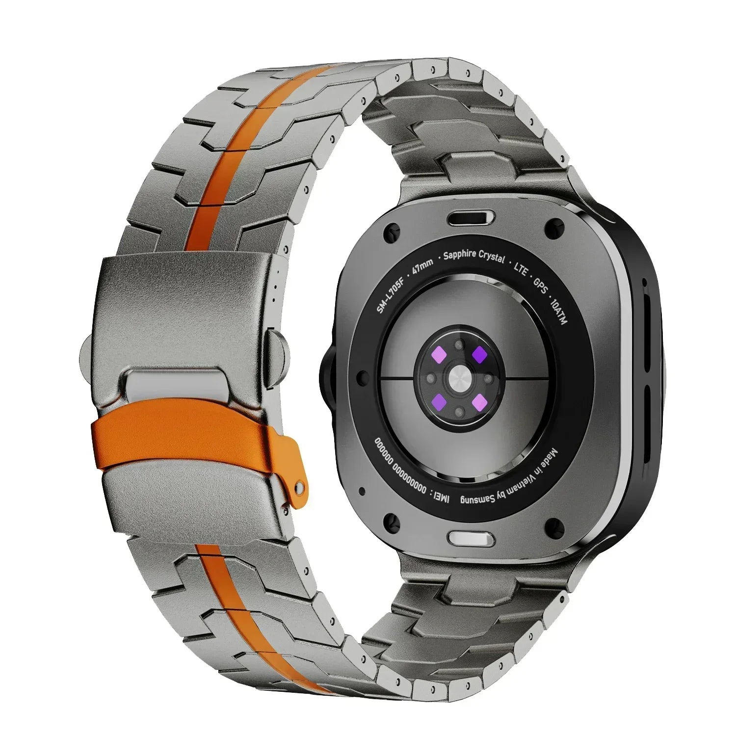 Titanium Luxury Strap for Samsung Galaxy Watch Ultra 47mm Band for Samsung Ultra Galaxy 47MM Men Watchband Galaxy Ultra Bracelet Qme Titanium Orange Galaxy Watch Ultra