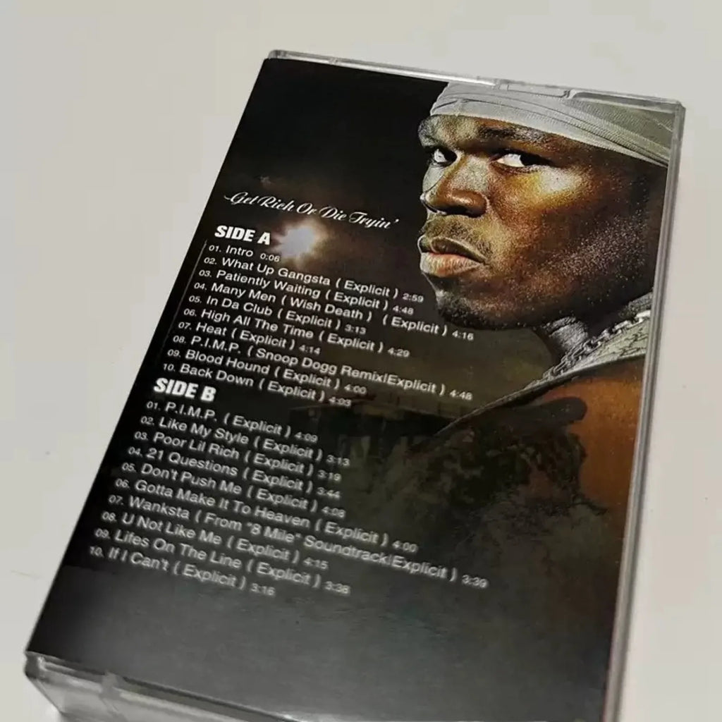 "Get Rich or Die Tryin'" Debut Album Retro Cassette Tape, Milestone of Early 2000s Hip-Hop, Ideal for Rap Collectors Qme