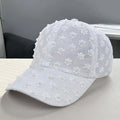 Embroidery Lace Baseball Cap Adjustable Sunscreen Embroidered Flower Qme White