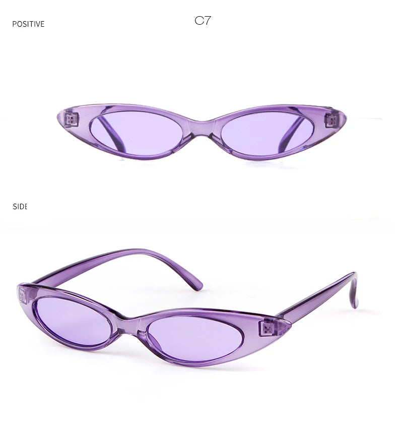 2022 Skinny Narrow Cat Eye Sunglasses Women Vintage Small RED Pink Drop Frame Retro Tiny Oval Sun Glasses Shades Qme 4 Other