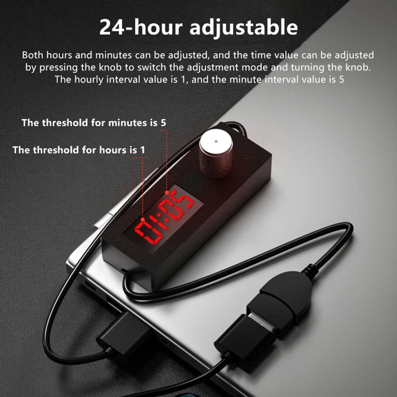 Automatic Shutdown Timer Digital Countdown USB Switch Cable Wire Qme
