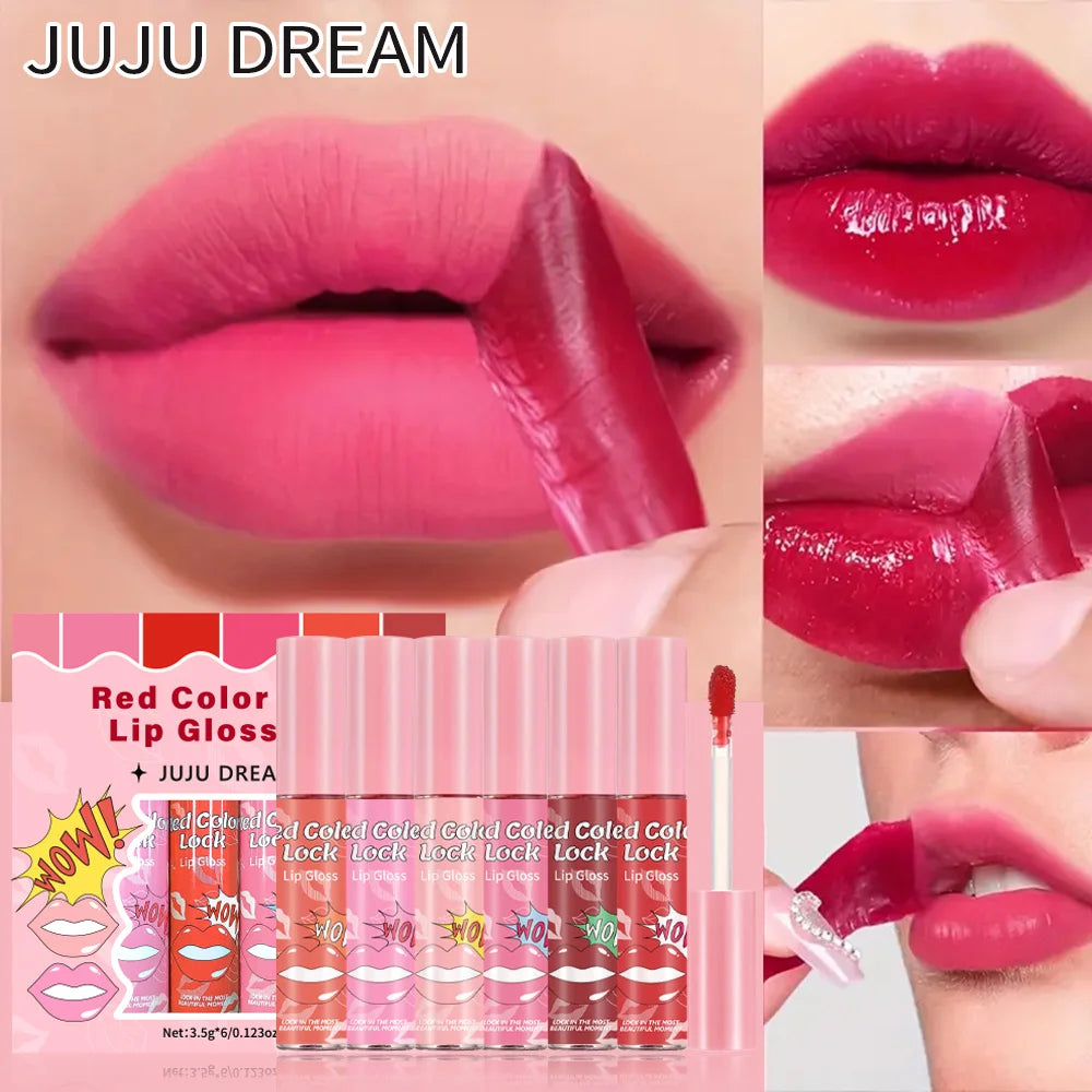 Matte Lip Gloss 6-Flavor Smooth Silky Long-lasting Resistant Cup Qme