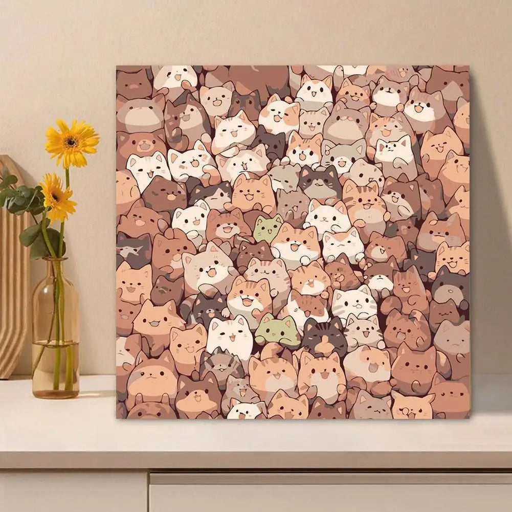 Creative Cute DIY Digital Oil Painting Cat Puppy Hand-painted Filled Oil Painting For Home Decoration Fill Oil Painting Qme