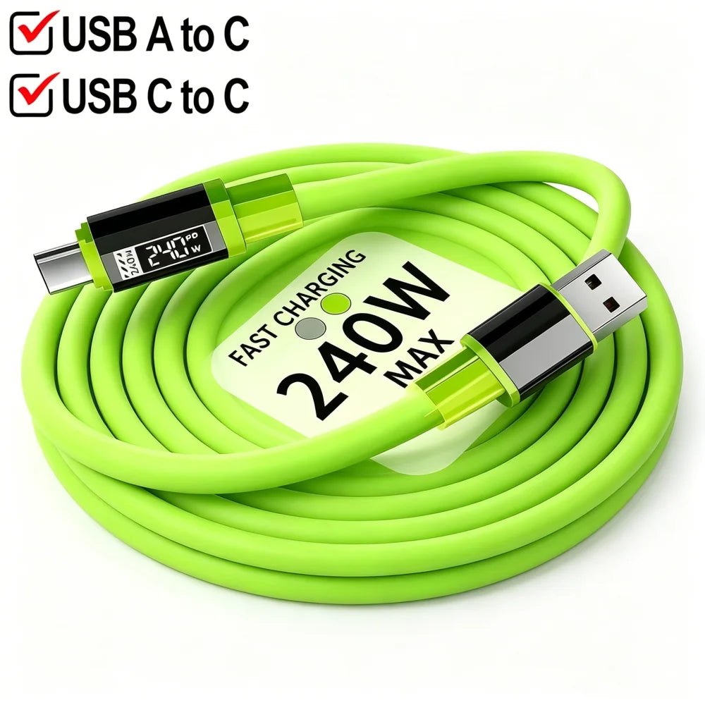 240W USB C To C Data Cable PD Fast Charging Charger Line for iPhone17 Samsung Xiaomi OPPO 0.3m/1m/1.5m/2m Dual Type C QC3.0 Cord Qme