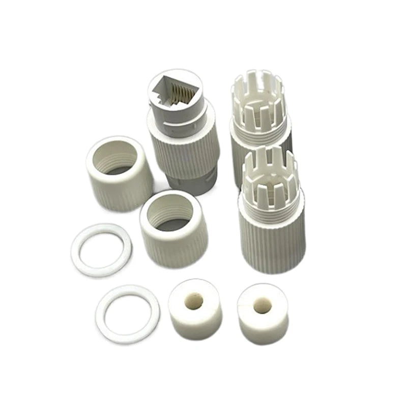 RJ45 Docking Connector Ethernet Network Straight-through Waterproof Qme White