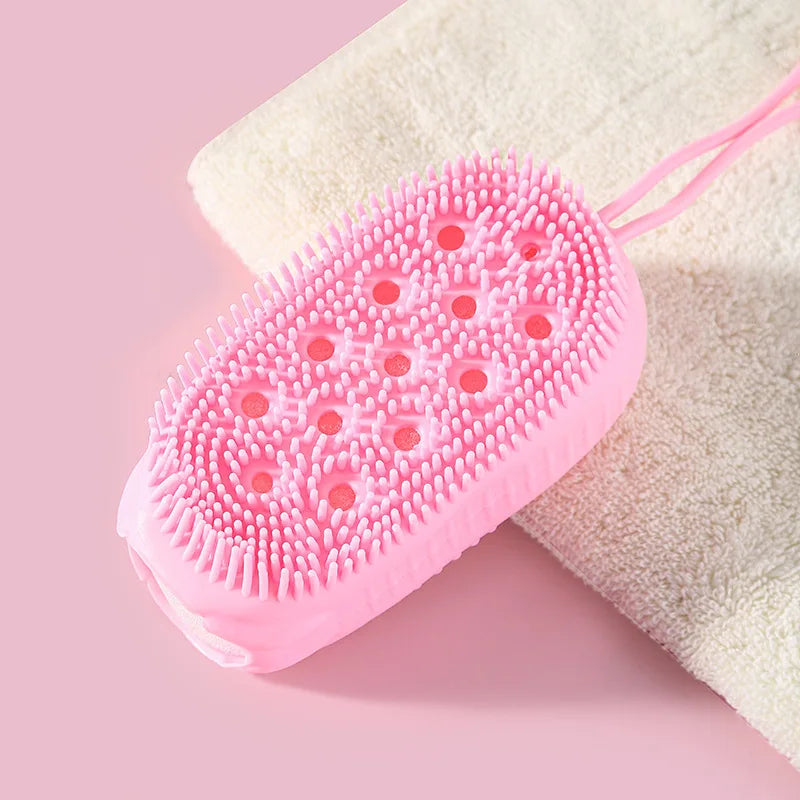 Silicone Shower Sponge Brush Wall Mounted Soap Bubble Bath Brush Double-Sided Massage Cleansing Brush Exfoliating Shower Sponge Qme pink 1pcs China Mainland