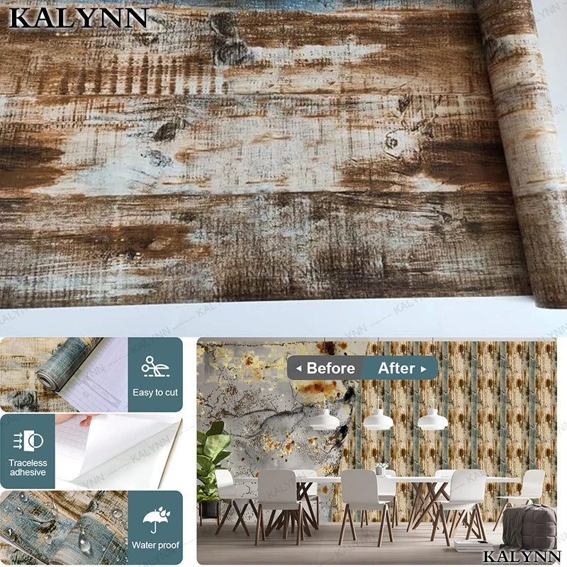 Peel Stick Wallpaper Wood Plank Faux Contact Paper Removable Qme